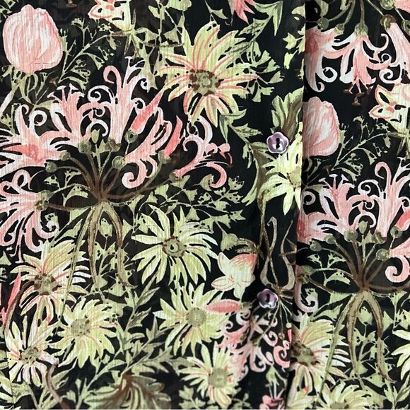 90s Vintage Sheer Floral Ruffled Short Sleeve Sag Harbor Blouse Size 2X - Picture 8 of 10